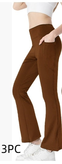 Pantalon court amincissant taille moyenne pour femme, pantalon bootcut décontracté à poches