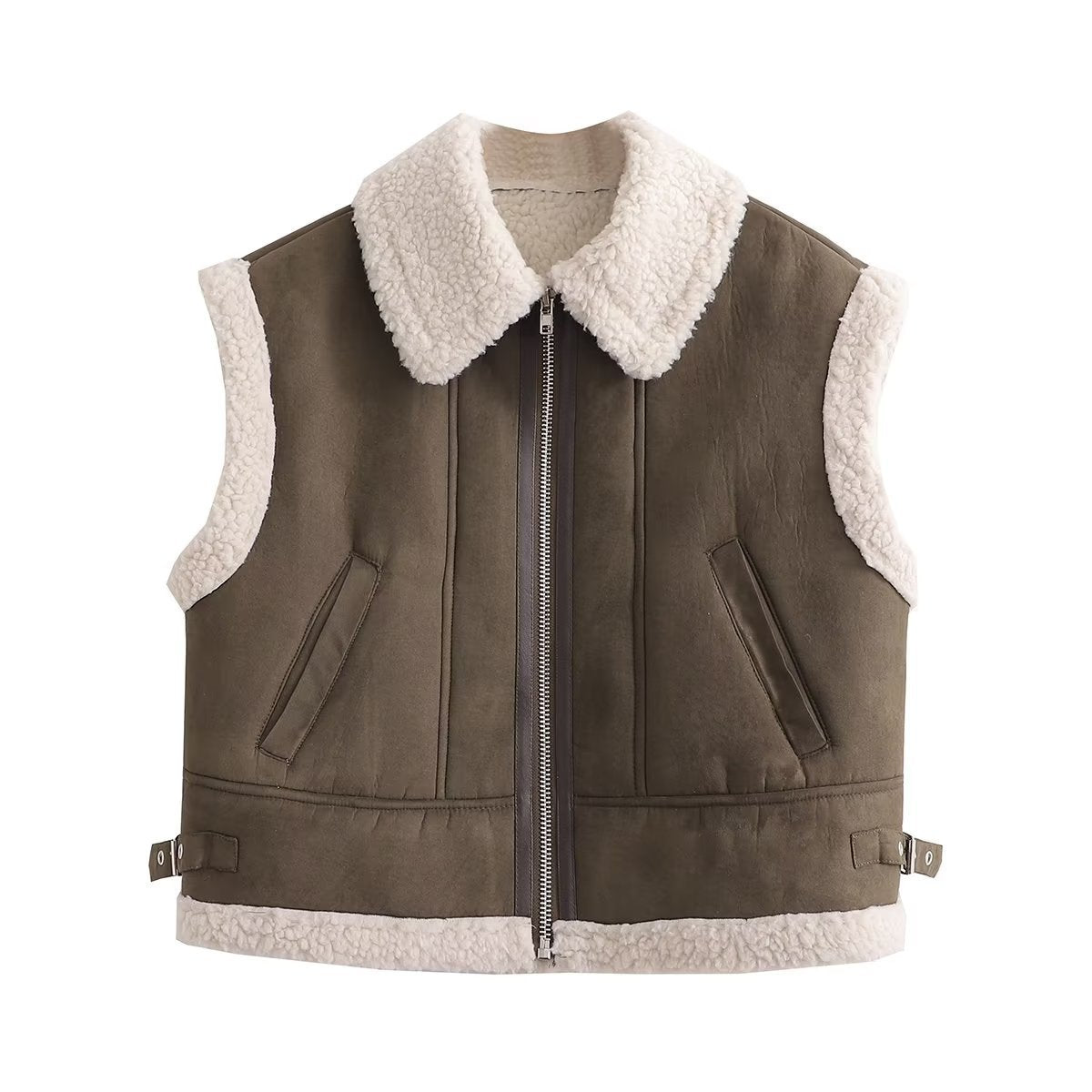 Gilet en fourrure tricolore Street Fashion 9605