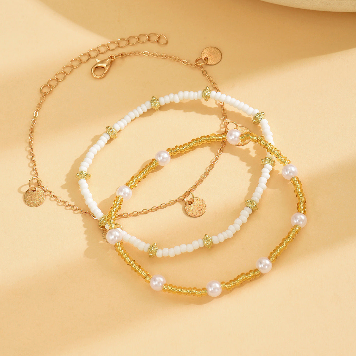 Boho Bead Anklet 3-Piece Set