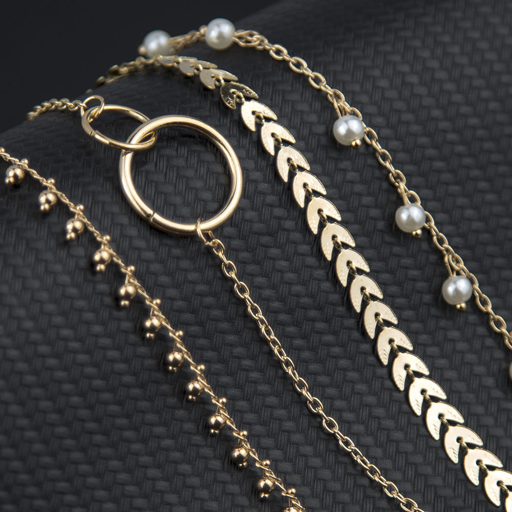 Geometric Pearl Jewelry 4-Piece Set