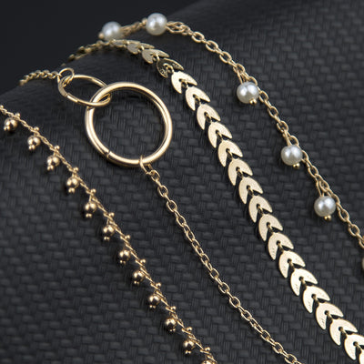 Geometric Pearl Jewelry 4-Piece Set