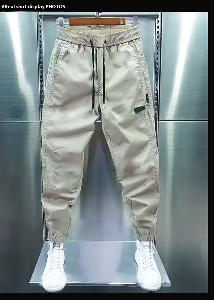 Pantalon décontracté d'été fin pour homme, couleur unie, tendance, style Hong Kong, coupe slim