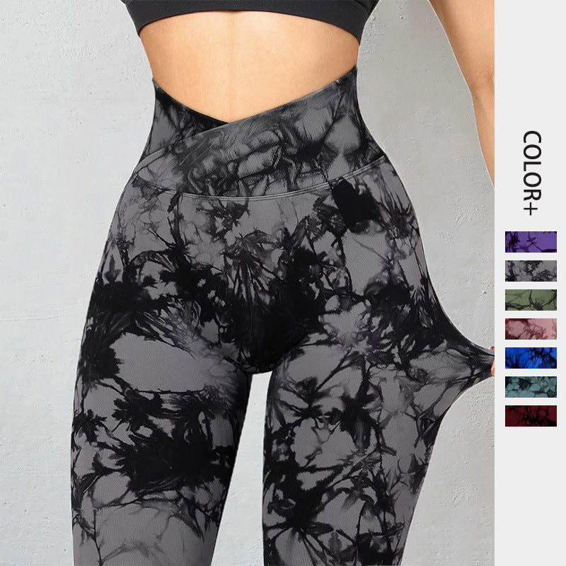 Leggings sans couture tie-dye pour femmes, pantalons de yoga push-up, leggings de sport, fitness, course à pied, gym