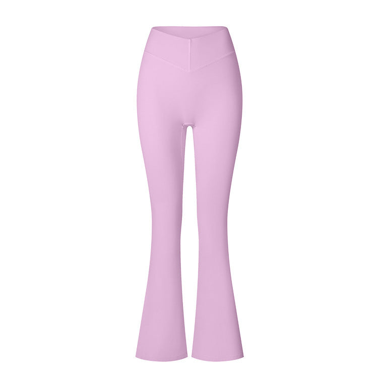 Brushed Flared V-waist Sports Tight Trousers