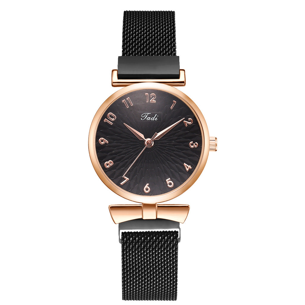 Montre à quartz tendance pour femme avec bracelet en maille