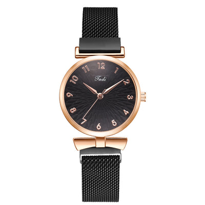 Montre à quartz tendance pour femme avec bracelet en maille