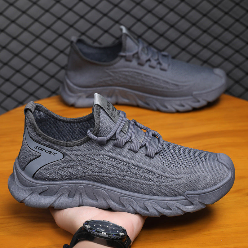 Spring New Breathable Thin Mesh Flyknit Casual Versatile Men's Sneakers