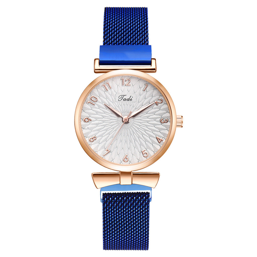 Montre à quartz tendance pour femme avec bracelet en maille