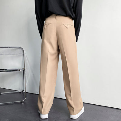 Pantalons larges pour hommes, pantalons amples à jambe droite, pantalons drapés pour hommes, printemps et été