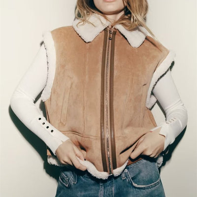 Gilet en fourrure tricolore Street Fashion 9605