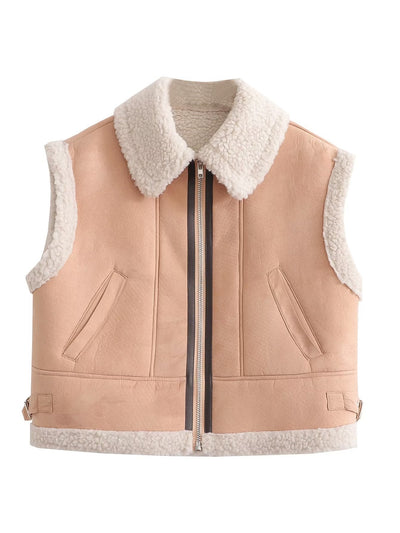 Gilet en fourrure tricolore Street Fashion 9605