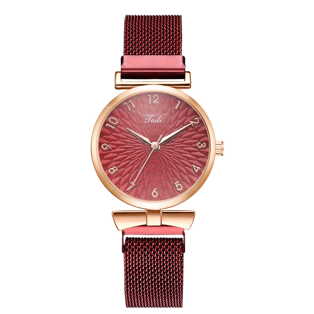 Montre à quartz tendance pour femme avec bracelet en maille