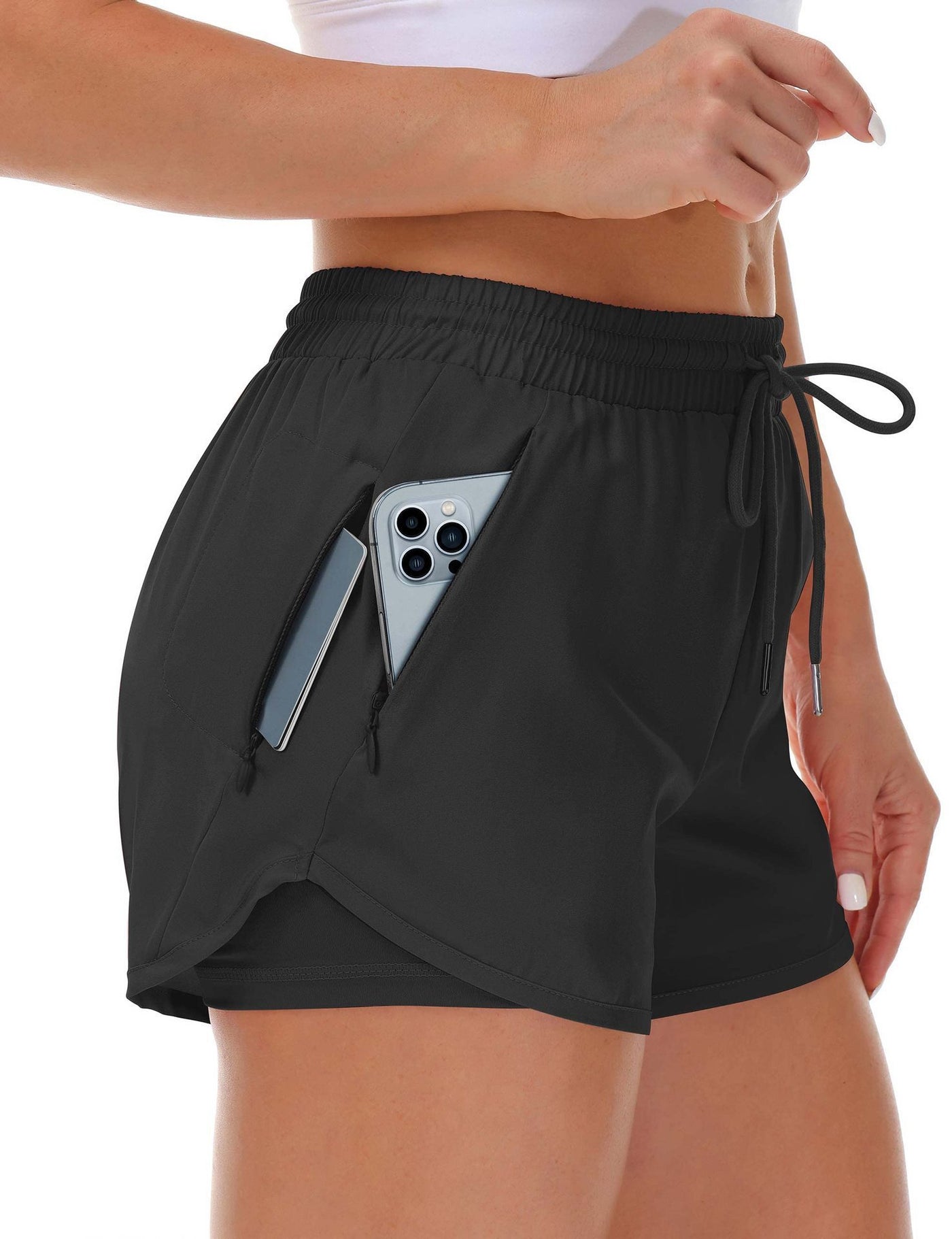 Women's Sports Shorts Running Yoga Fake Two Pieces