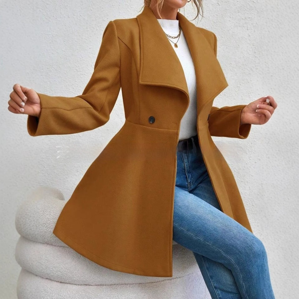 Women's Coat Slim Fit Long Fashion Lapel