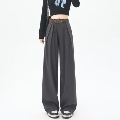 Gray Suit Pants Women's Straight Loose