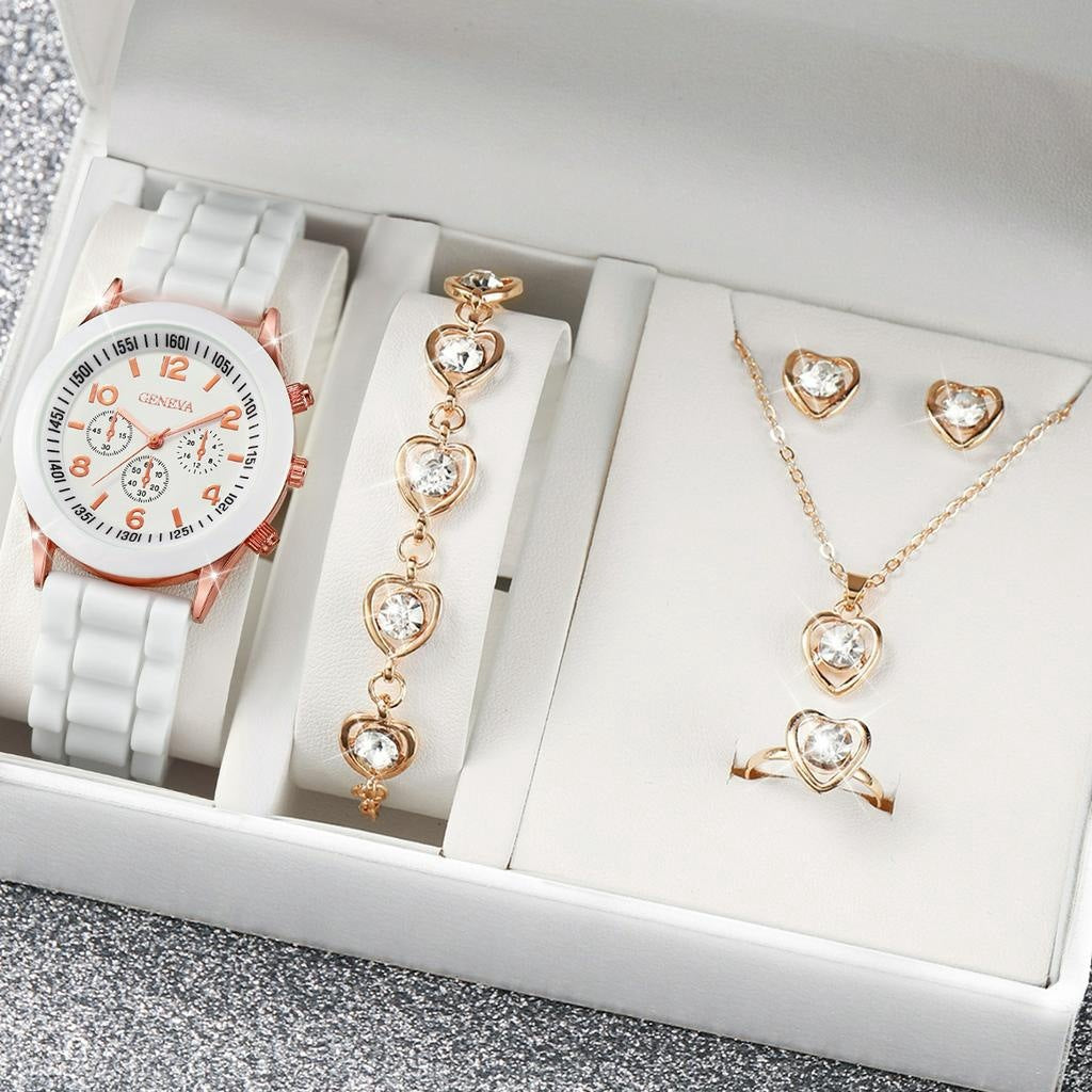 Montre tendance cadeau costume montre à quartz collier bracelet bague boucles d'oreilles à tige