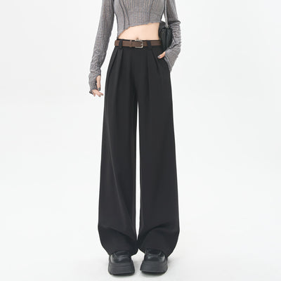 Gray Suit Pants Women's Straight Loose