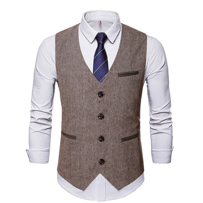A Simple And Casual British Style Vest In Contrasting Colors For Men Without Straps