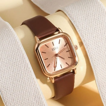 Montre à quartz carrée simple et tendance pour femme