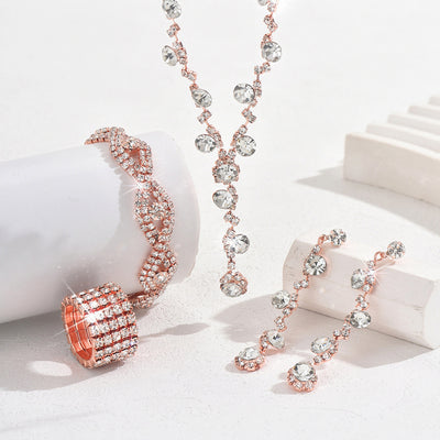 Crystal Necklace & Bracelet Jewelry Set