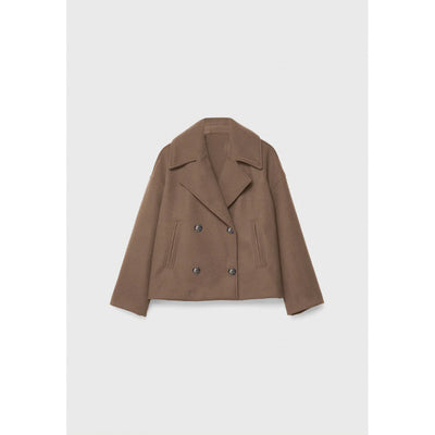 Veste blazer à revers croisé, manteau court en laine ample et élégant pour femme