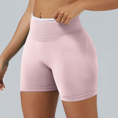 Color Matching Seamless Tight Yoga Shorts Peach Hip Raise