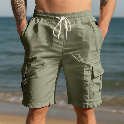 Men's Air-permeable Beachwear Linen Loose Multi-pocket Casual Shorts