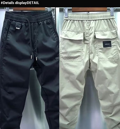 Pantalon décontracté d'été fin pour homme, couleur unie, tendance, style Hong Kong, coupe slim
