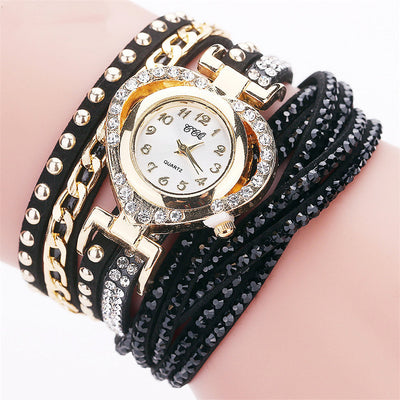 Montre-bracelet pour femme avec cadran rond en diamants Love