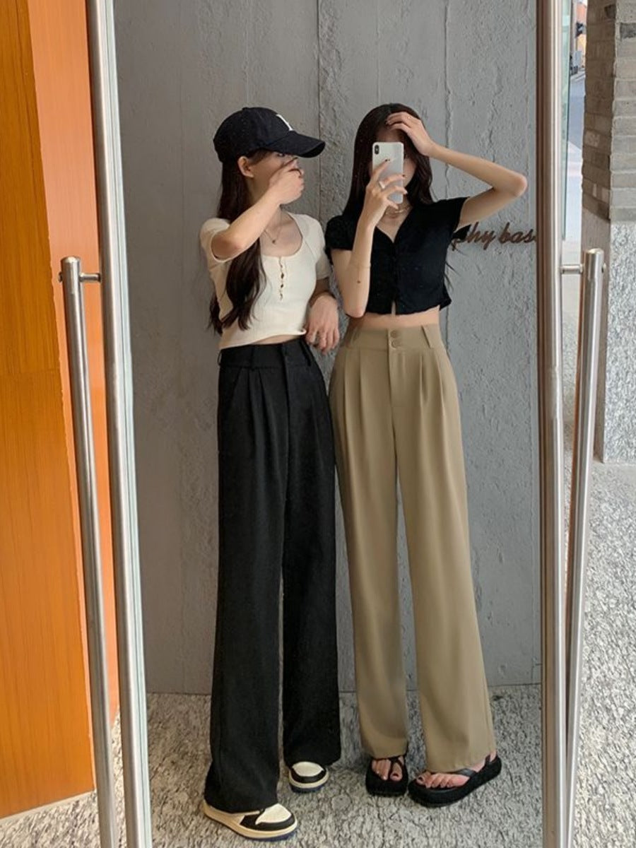 New High Waist Drooping Straight Pear Shapes Pants