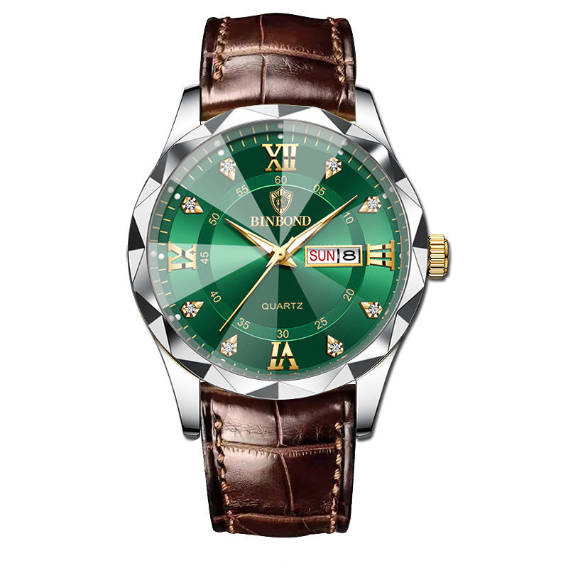 Genuine Leather Men's Waterproof Leisure Fashion Business Men's Student Quartz Watch