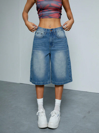 Straight-leg Denim Loose All-matching Wide Leg Shorts