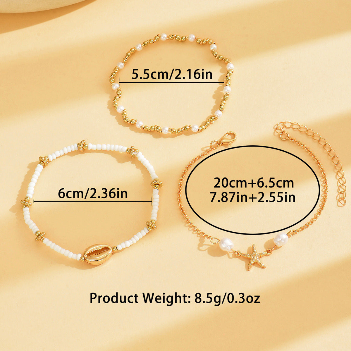 Beach Shell Starfish Anklet Set