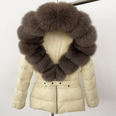 Short Women's Thickened Slim Fit Waist-tight Fur Down Jacket