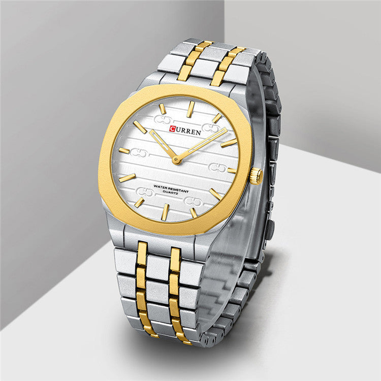 Ultra-Thin Steel Watch with Calendar