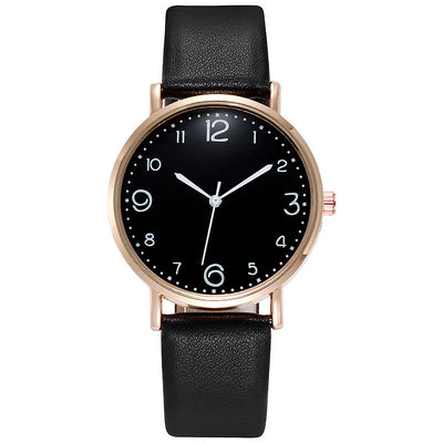Women's Casual Fashion Numbers Leather Belt Quartz Watch