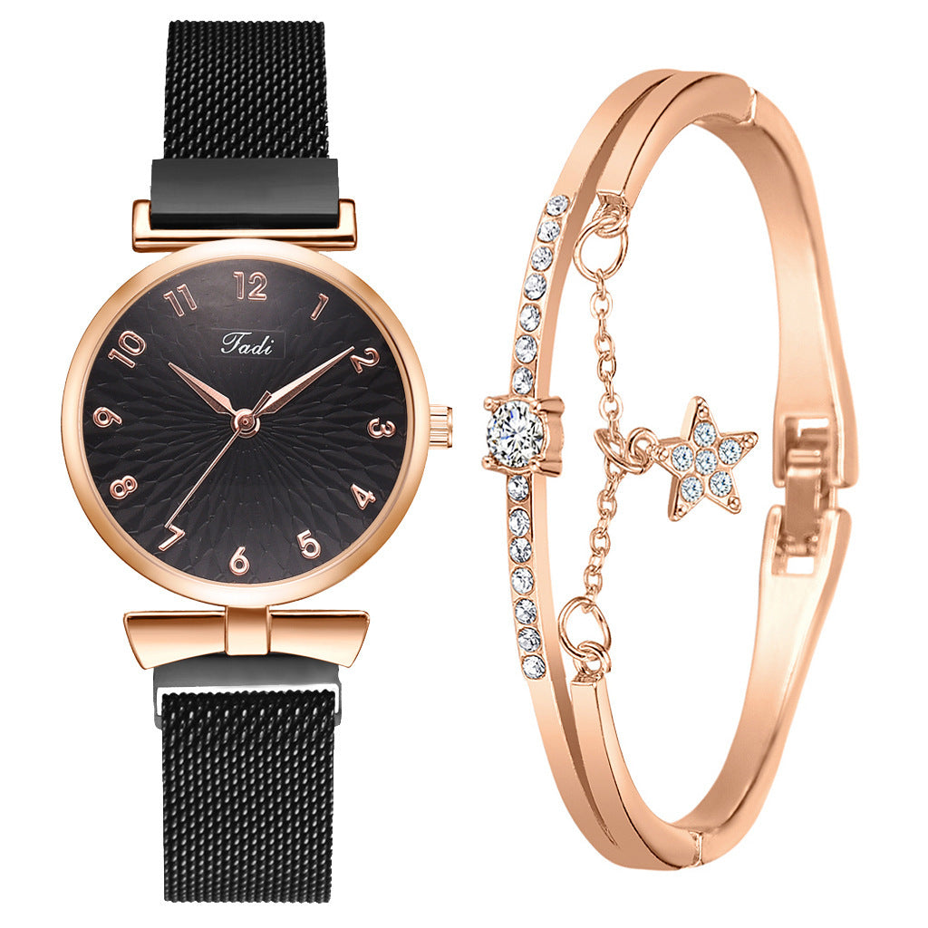 Montre à quartz tendance pour femme avec bracelet en maille