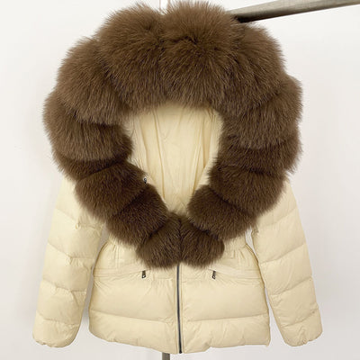 Short Women's Thickened Slim Fit Waist-tight Fur Down Jacket