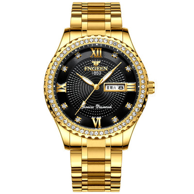 Watch Men's Luxury Gold Non-mechanical Stainless Steel Luminous