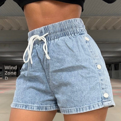 Commuter's All-matching Elastic Pure Color Slimming Denim Shorts