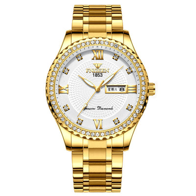 Watch Men's Luxury Gold Non-mechanical Stainless Steel Luminous