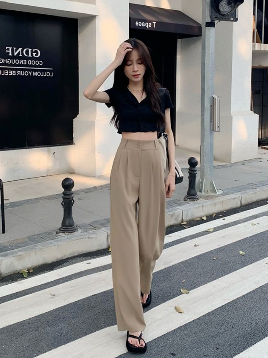 New High Waist Drooping Straight Pear Shapes Pants