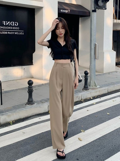 New High Waist Drooping Straight Pear Shapes Pants
