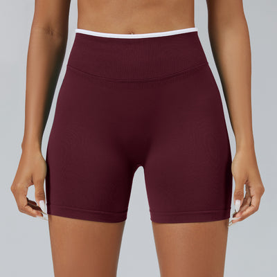 Color Matching Seamless Tight Yoga Shorts Peach Hip Raise