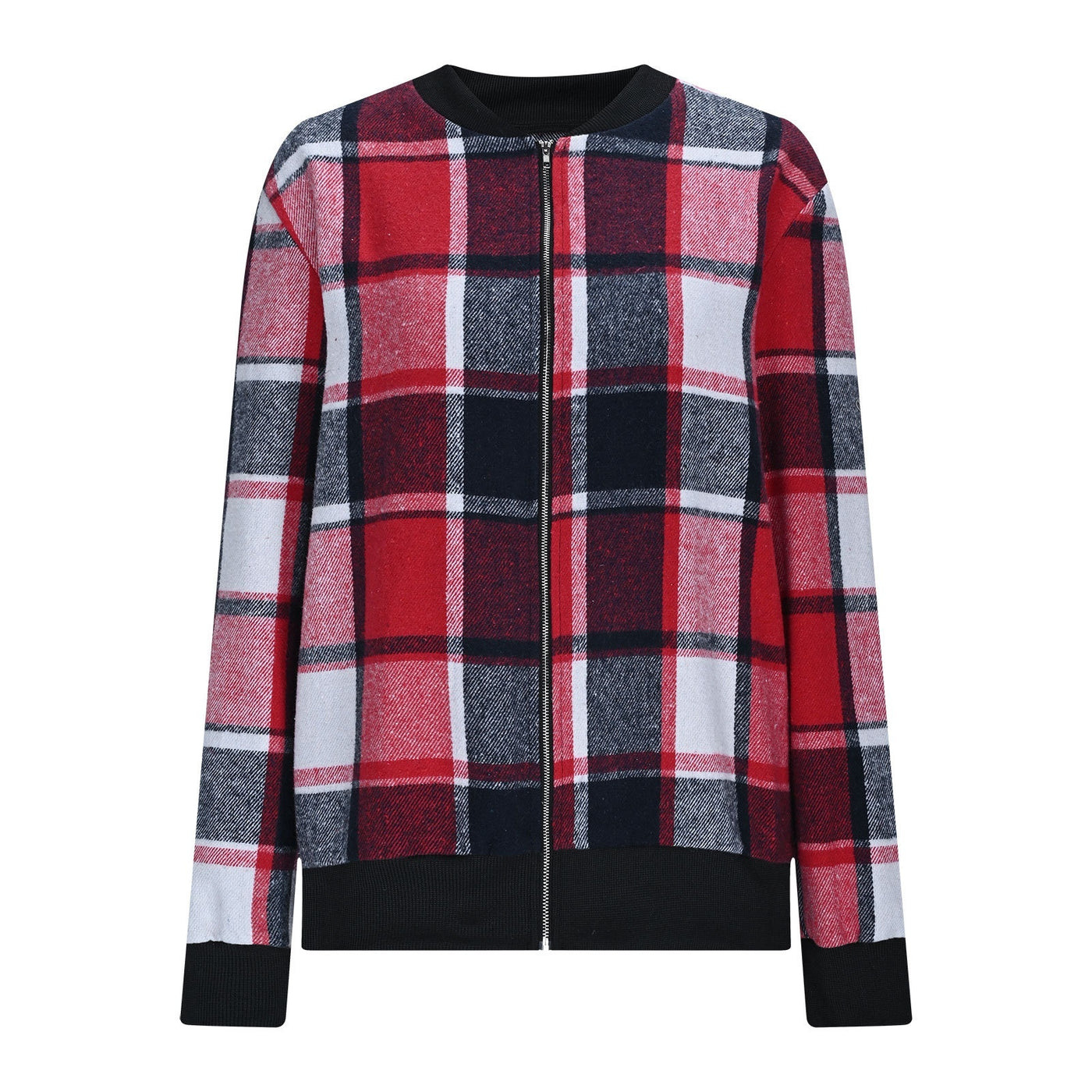 European And American Autumn And Winter Plaid Baseball Jacket Jacket