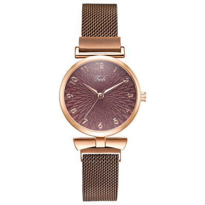 Montre à quartz tendance pour femme avec bracelet en maille