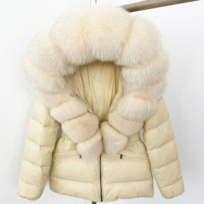 Short Women's Thickened Slim Fit Waist-tight Fur Down Jacket