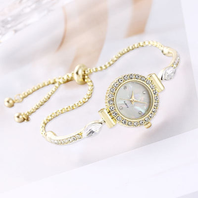 Diamond Dial Decorative Pull-out Bracelet Watch