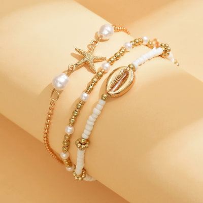 Beach Shell Starfish Anklet Set