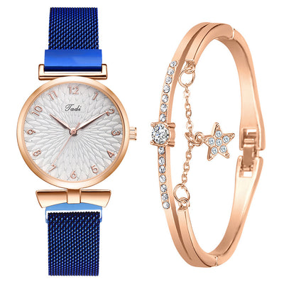 Montre à quartz tendance pour femme avec bracelet en maille